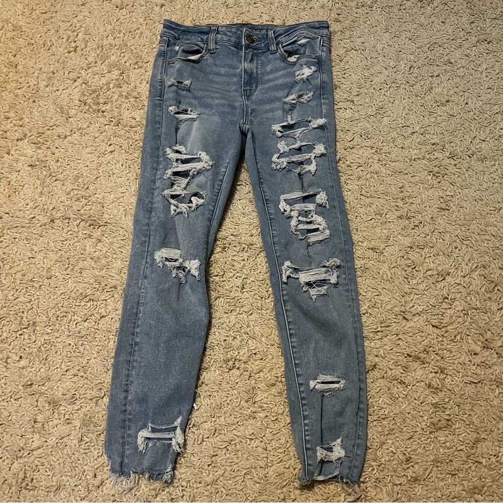 American Eagle Distressed High Rise Jeggings size 8 Short